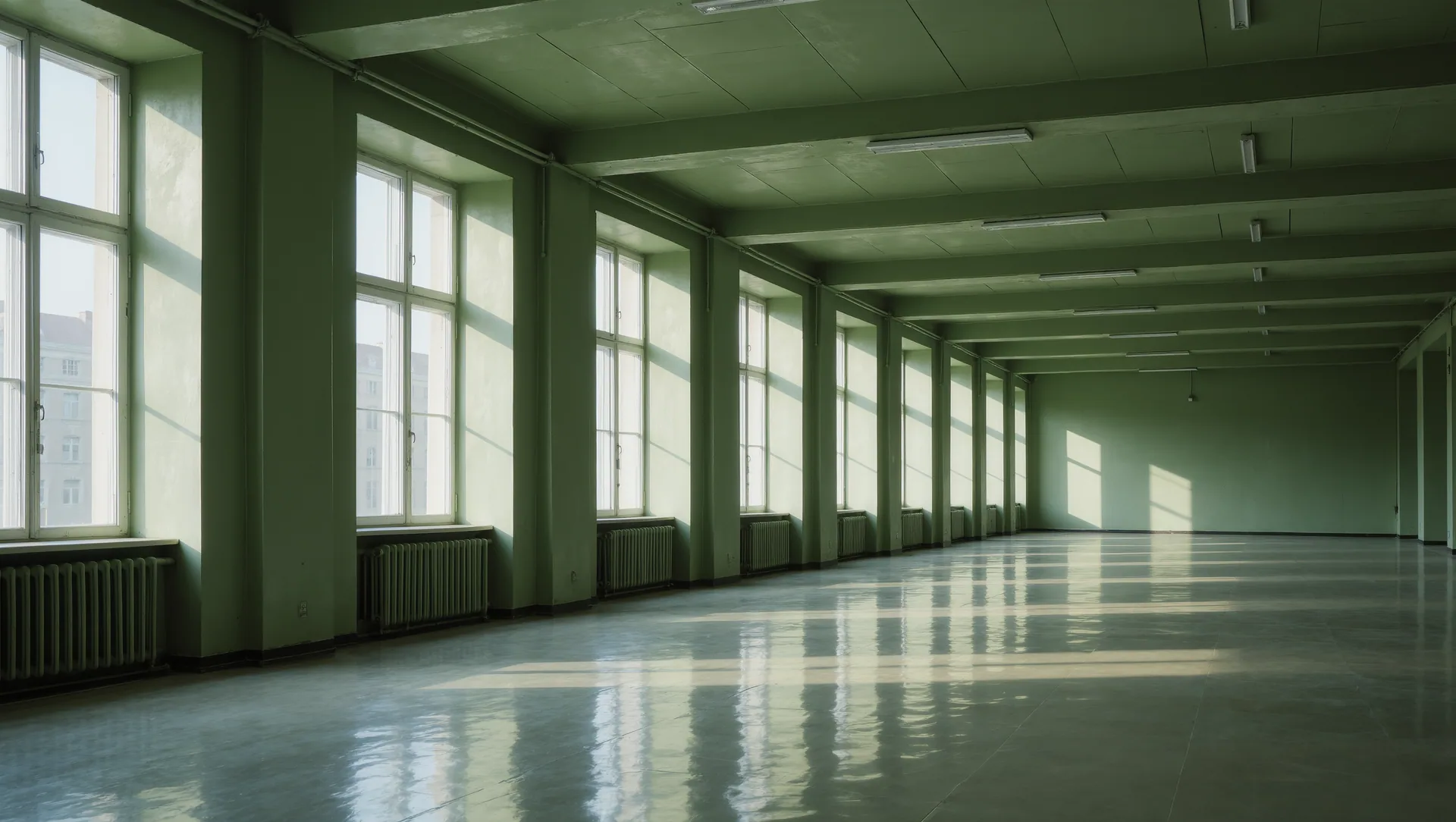 Heller, aufgeräumter Trainingsbereich eines Fitnessstudios
