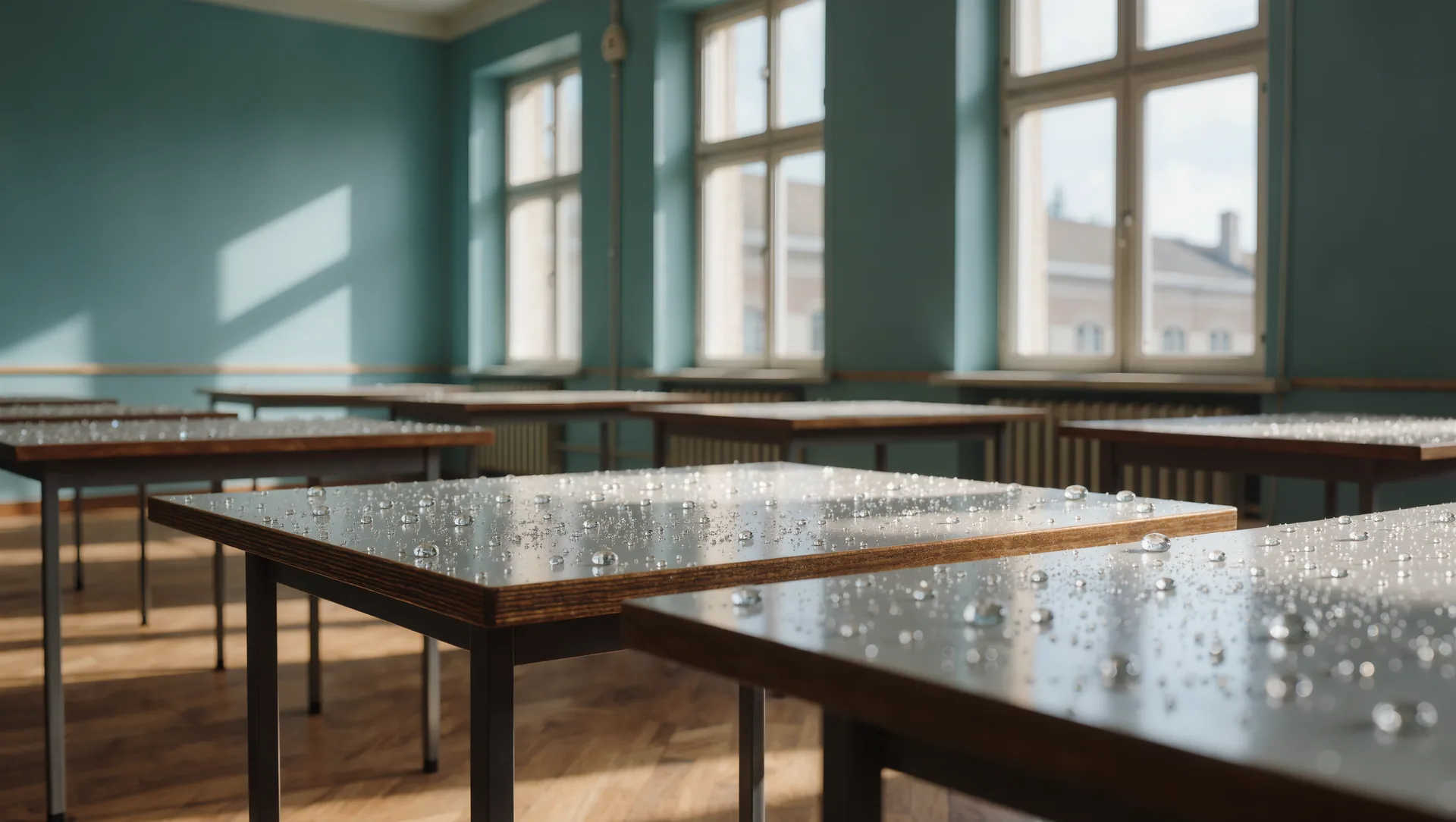 Gedeckter Restauranttisch bei warmem Tageslicht